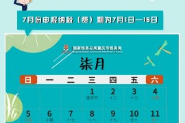 【重庆税务】2020年7月报税日历，2020年7月错峰办税指南来了